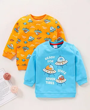 Babyhug Full Sleeves Sweatshirt Multi Print Pack of 2 - Multicolor
