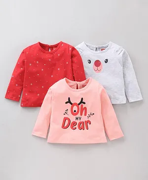 Babyhug Full Sleeves Tops With Graphics Print Pack Of 3 - Multicolor