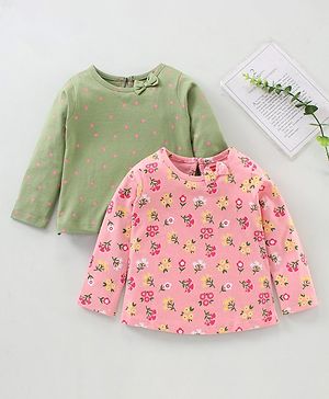 Babyhug Full Sleeves Top Floral Print Pack of 2  - Multicolor