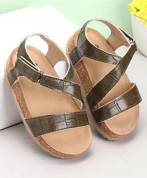 Hoppipola Textured Casual Sandals - Olive Green