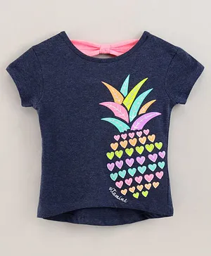 Vitamins Cap Sleeves Top Graphic Print- Blue