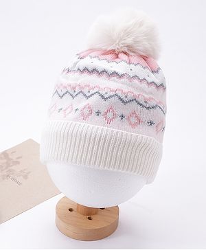 Babyhug Striped Woollen Cap Mutlicolour - Diameter 10 cm