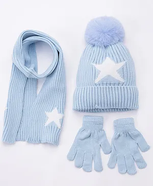Babyhug Woollen Cap Gloves With Muffler - Cap Diameter 12 cm