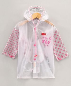 Babyhug Full Sleeves Hooded Raincoat Owl Print - Pink - 24 Pink