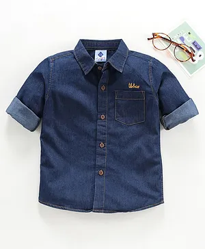 TONYBOY Full Sleeves Solid Denim Shirt - Blue