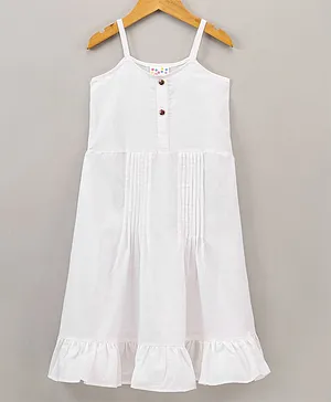Eimoie Sleeveless Solid Dress - White