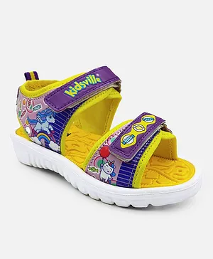 Kidsville Featured Unicorn Print Casual Wear Sandals - Purple & Yellow