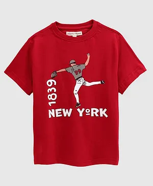 Guugly Wuugly Half Sleeves New York Print T Shirt -Maroon