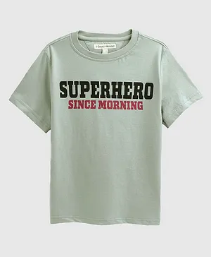 Guugly Wuugly Half Sleeves Superhero Print T Shirt - Grey