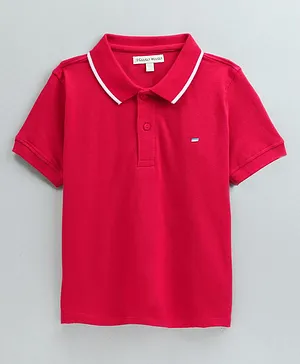 Guugly Wuugly Half Sleeves Solid Polo T Shirt - Red