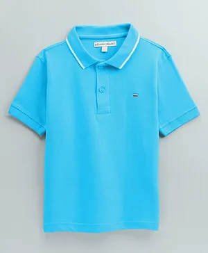 Guugly Wuugly Half Sleeves Solid Polo T Shirt - Blue