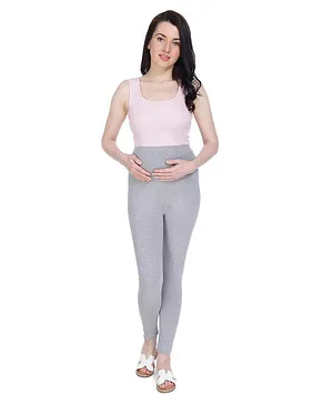 Mothersyard Slim Fit Solid Maternity Jeggings - Grey