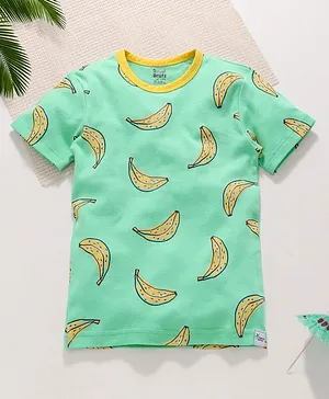 ROYAL BRATS Half Sleeves All Over Banana Printed Tee - Green