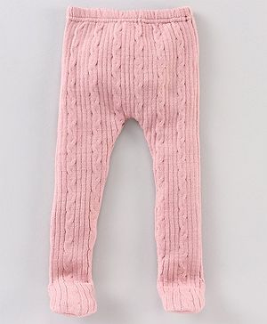 Babyhug Sweater Knit Booties Leggings - Pink