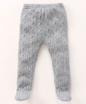 Babyhug Sweater Knit Bootie Leggings - Grey
