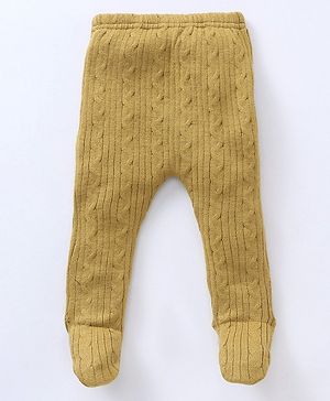 Babyhug Sweater Knit Bootie Leggings - Yellow