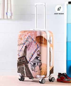 Pine Kids Trolley Luggage Bags Brown - 22 inch| Shock Resistant| Telescopic Handle| Water Resistant| Easy Zipper Closure| Durable Wheels| Number Lock
