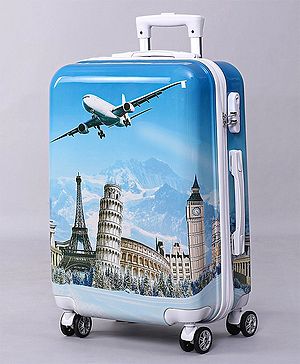 Pine Kids Trolley Luggage Bags Blue - 22 inch| Shock Resistant| Telescopic Handle| Water Resistant| Easy Zipper Closure| Durable Wheels| Number Lock