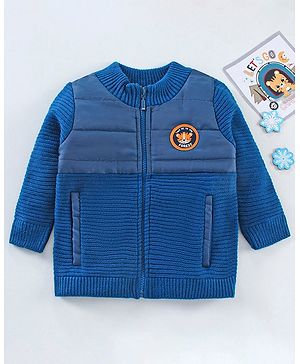 Babyhug Full Sleeves Jacket With Fox Patch - Navy Blue