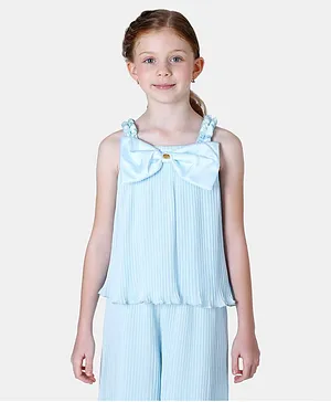 One Friday Sleeveless Pleated Detail Top - Blue