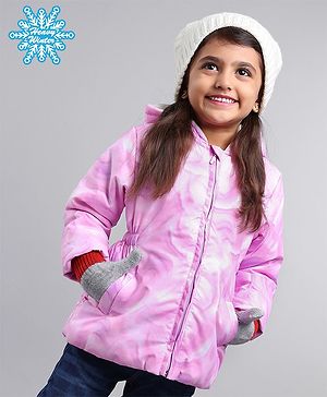 Babyhug Full Sleeves Hooded Fashion Heavy Winter Printed Jacket - Pink