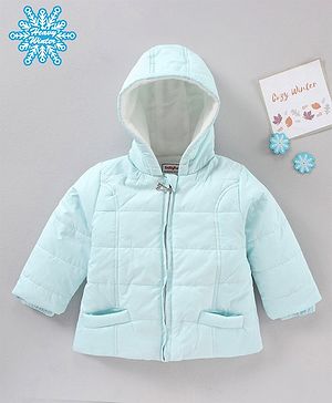 Babyhug Full Sleeves Hooded Jacket Solid- Blue