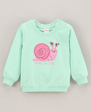 Babyhug Full Sleeves Sweatshirts Snail Graphics Embroidery - Mint Green