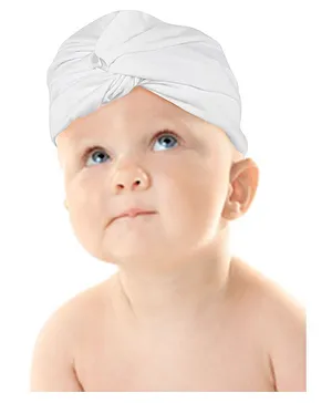 Baby Moo Knotted Turban Beanie - White