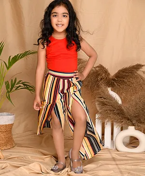 Kids Cave Full Length Striped Palazzo Pants - Multi Color