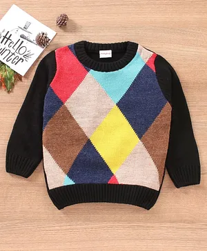 Babyhug Full Sleeves Sweater Color Block Design - Multicolor