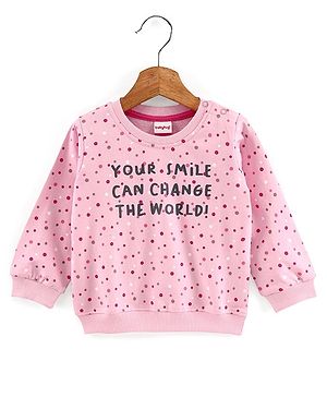 Babyhug Full Sleeves Sweatshirt With Graphics Text Print - Pink