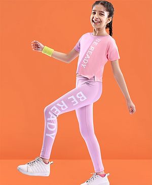 Pine Active Super Stretch Half Sleeves T-Shirt & Leggings Set - Pink