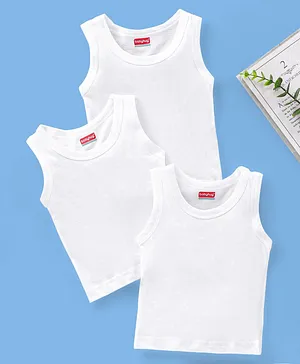 Babyhug 100% Cotton Sleeveless Sando Pack of 3 - White