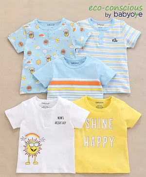 Babyoye Half Sleeves T-Shirts Multi Print Pack Of 5 - Multicolor