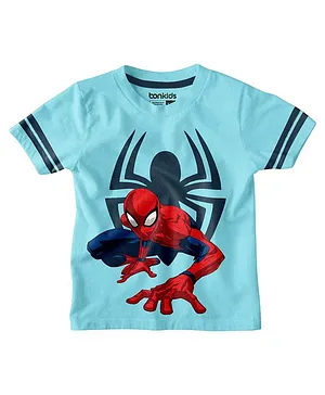 Bonkids Half Sleeves Spiderman Print Tee - Blue