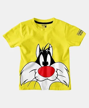 Bonkids Half Sleeves Looney Tunes Sylvester Print Tee - Yellow