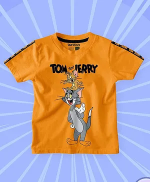 Bonkids Half Sleeves Tom & Jerry Print Tee - Orange