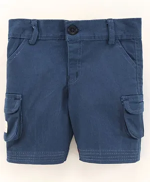 Rikidoos Solid Knee Length Shorts - Navy Blue