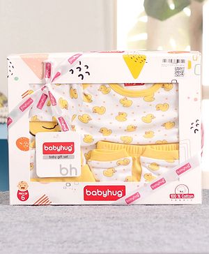 Babyhug Clothing Gift Set Duck Print Pack of 6 - Yellow