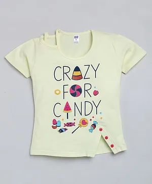 Nottie Planet Short Sleeves Crazy For Candy Print Top - Lemon Yellow