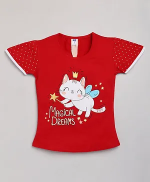 Nottie Planet Short Sleeves Magical Dreams Print Top - Red