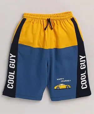 Nottie Planet Happy Journey Cool Guy Printed Shorts - Yellow & Blue
