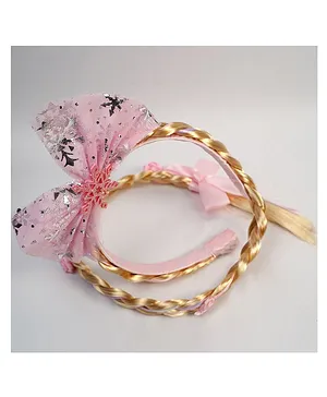 Tahanis Bow Embellished Pony Tail Hair Band - Pink