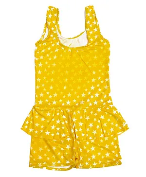 Tahanis Sleeveless Stars Print Swimsuit - Yellow