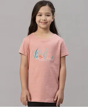 Mode By Red Tape Half Sleeves Text Print Tee - Peach