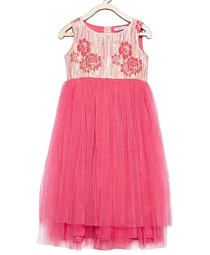 Campana Sleeveless Floral Work Dress - Pink