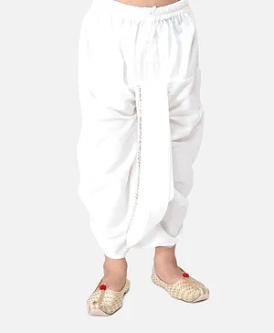Tabard Solid Cotton Dhoti For - White