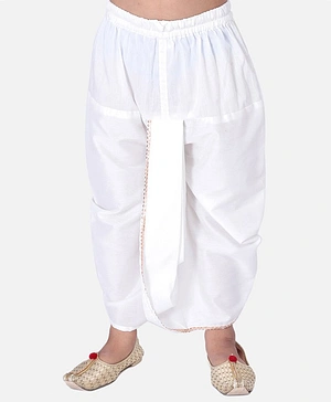 Tabard Solid Cotton Dhoti - White
