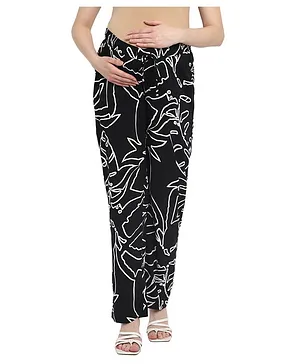 Momsoon Full Length Abstract Print Maternity Trouser - Black