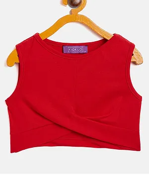 KIDKLO Sleeveless Front Twist Knitted Top - Red